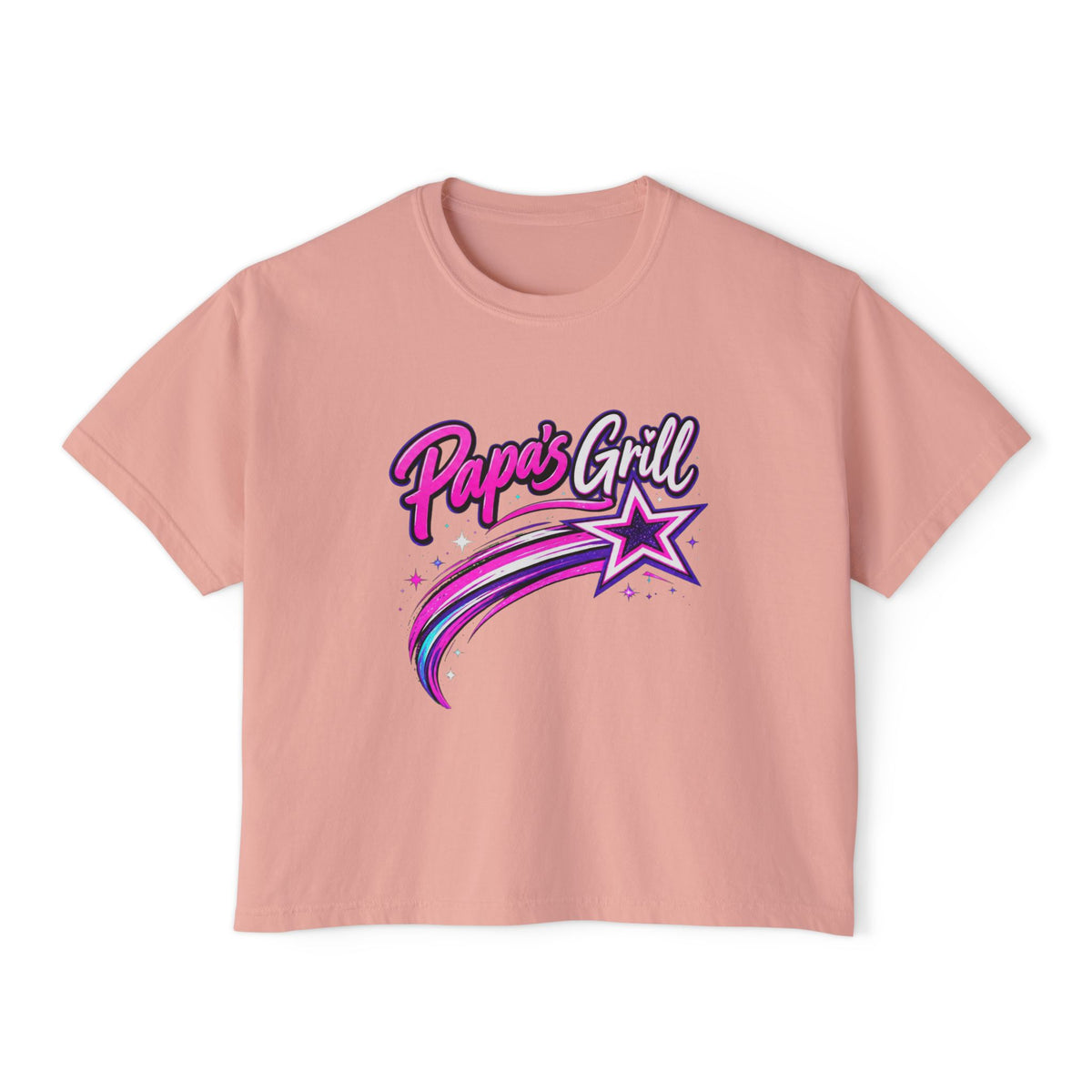 Papa's Grill — Pink Script Boxy Tee