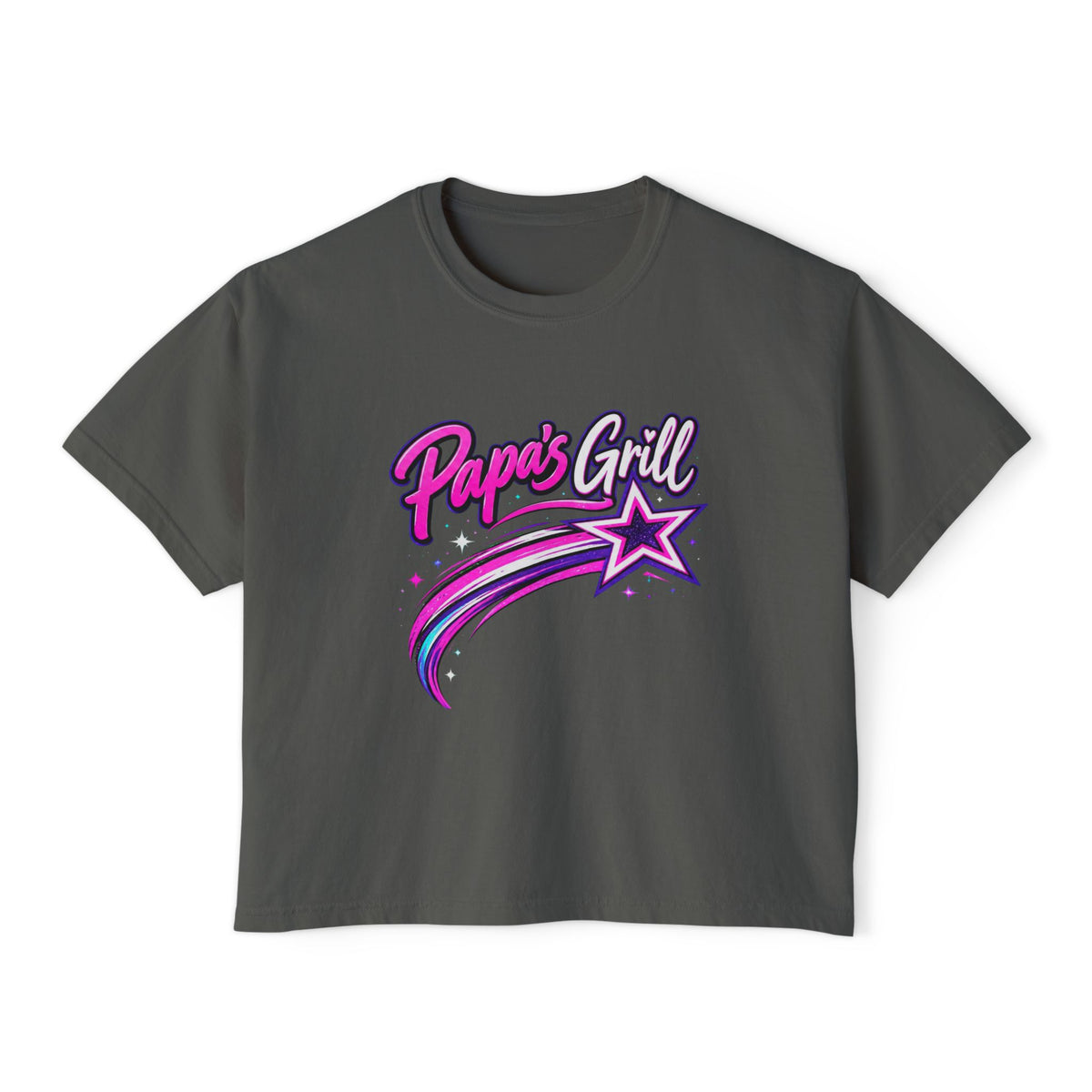 Papa's Grill — Pink Script Boxy Tee