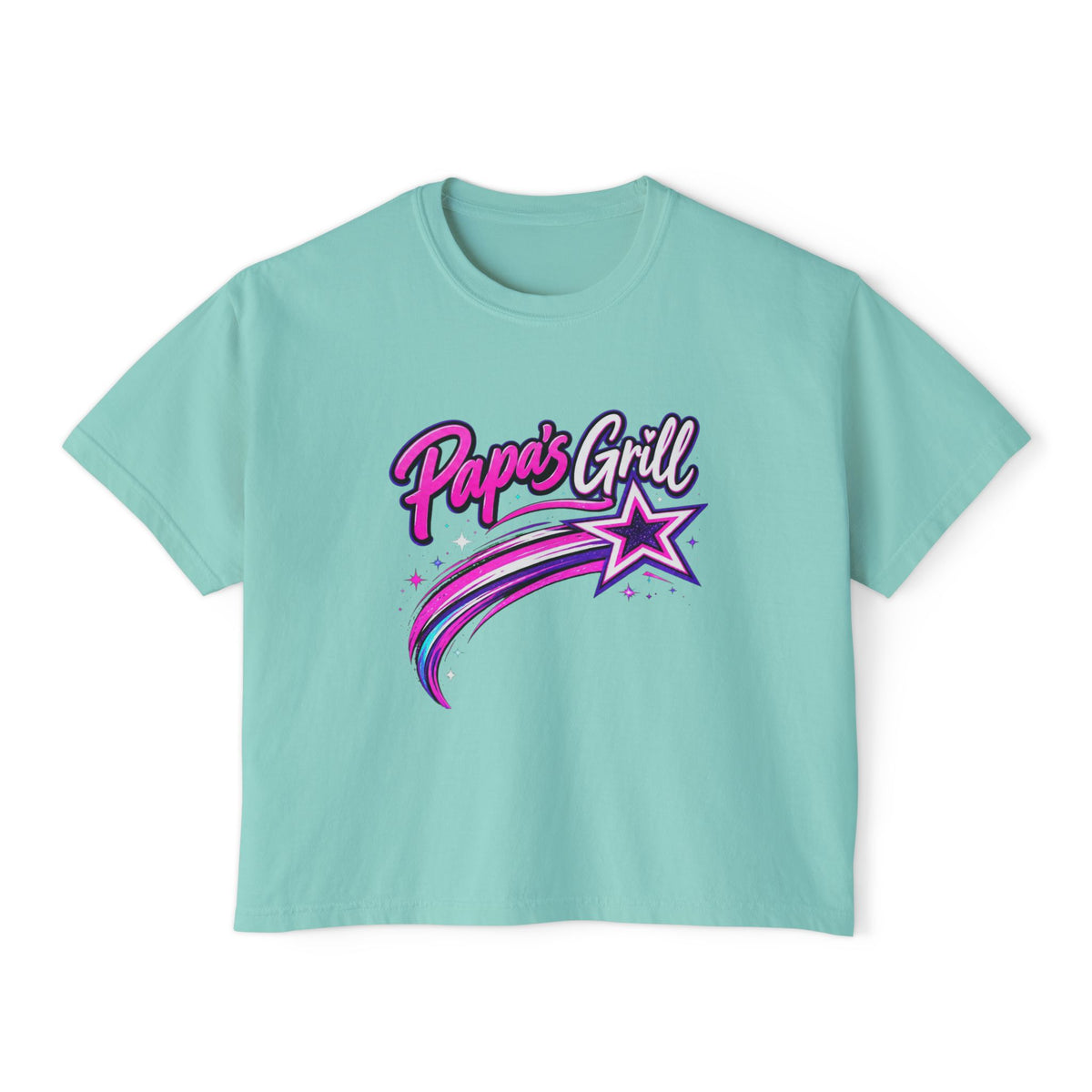 Papa's Grill — Pink Script Boxy Tee