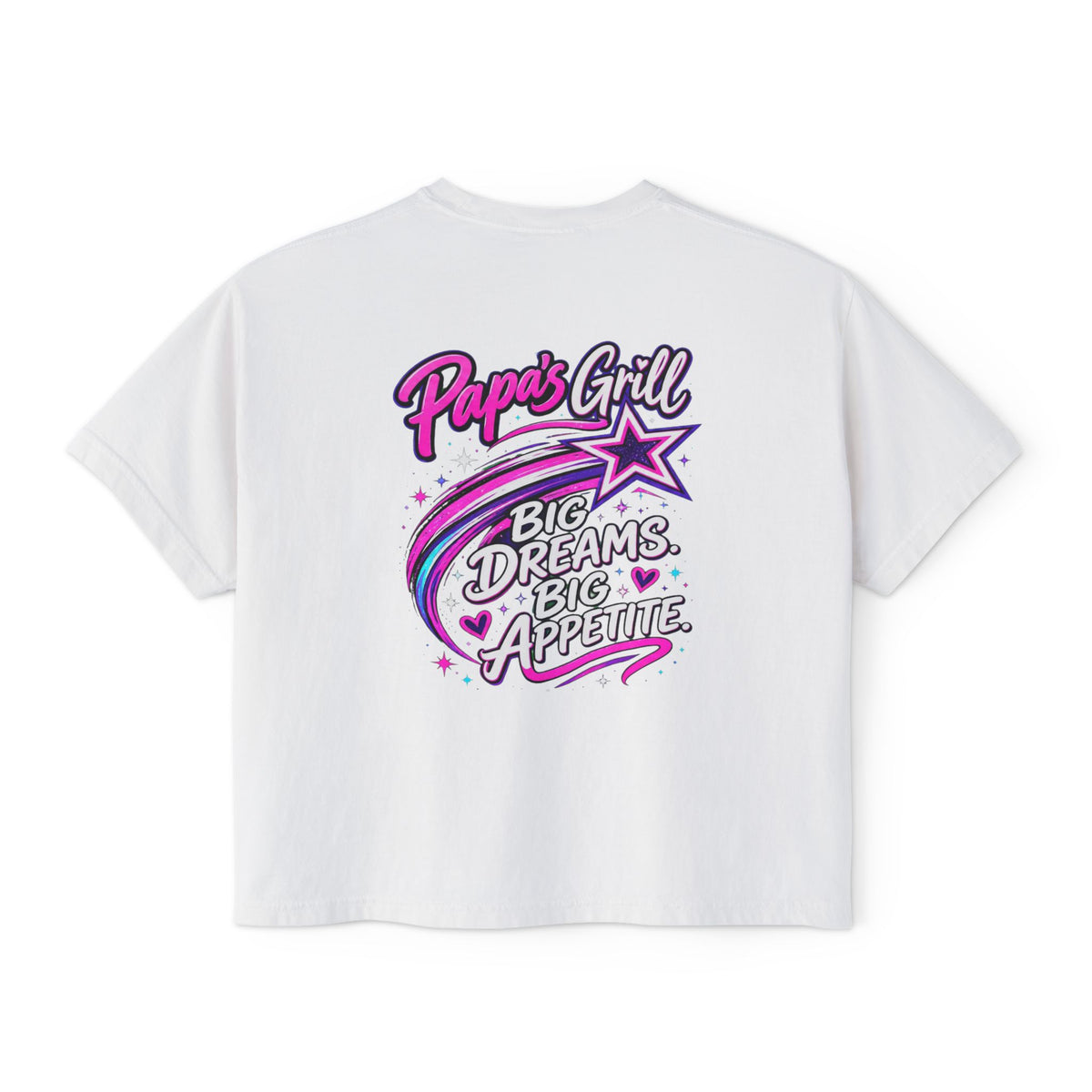 Papa's Grill — Pink Script Boxy Tee