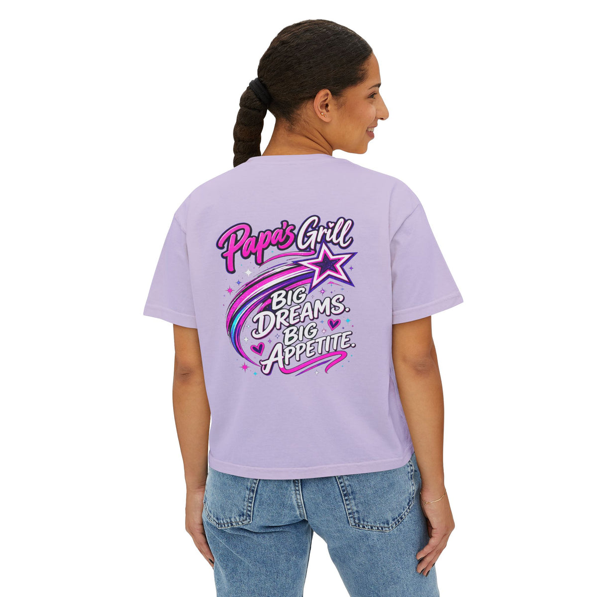 Papa's Grill — Pink Script Boxy Tee