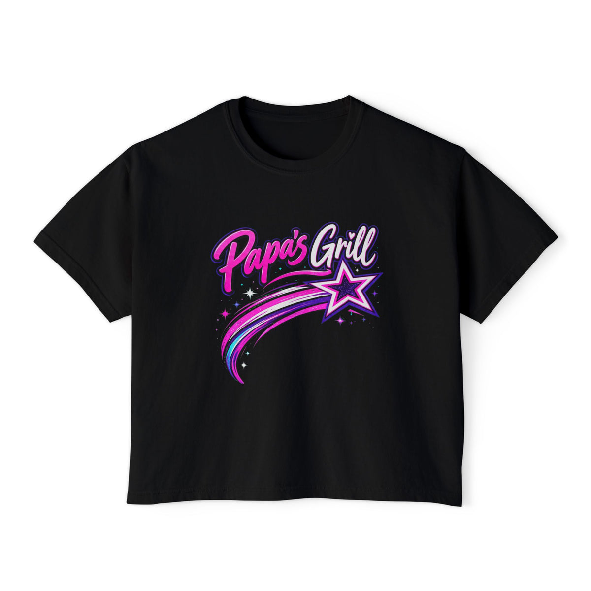 Papa's Grill — Pink Script Boxy Tee