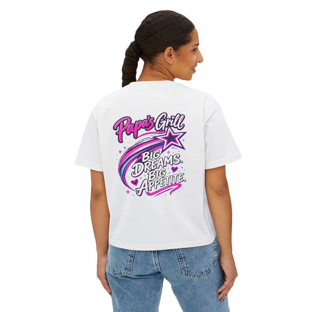 Papa's Grill — Pink Script Boxy Tee