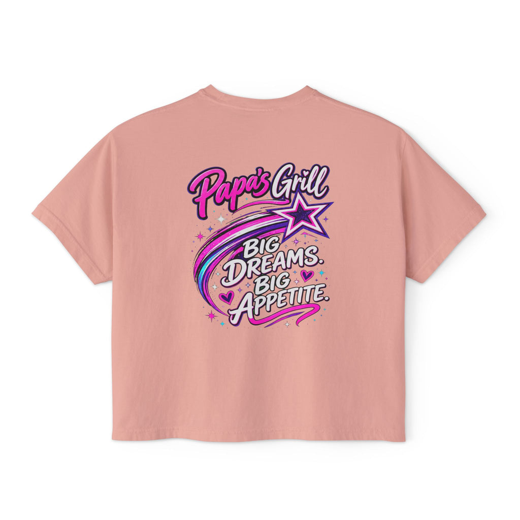 Papa's Grill — Pink Script Boxy Tee