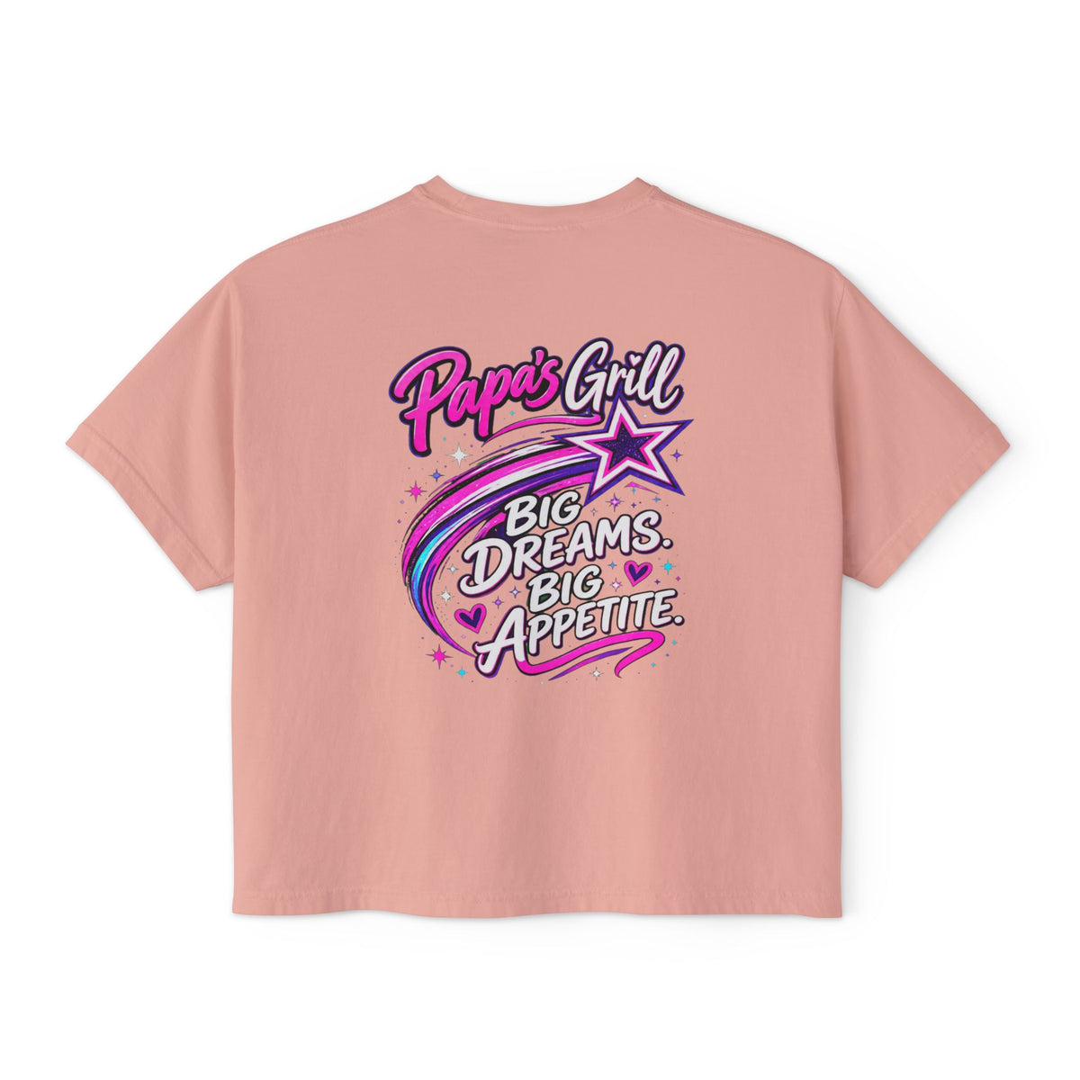 Papa's Grill — Pink Script Boxy Tee
