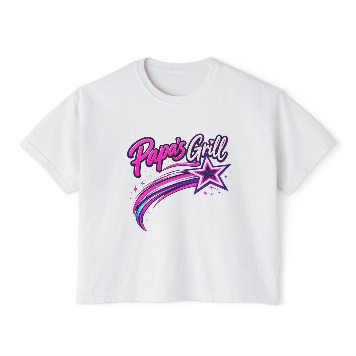 Papa's Grill — Pink Script Boxy Tee