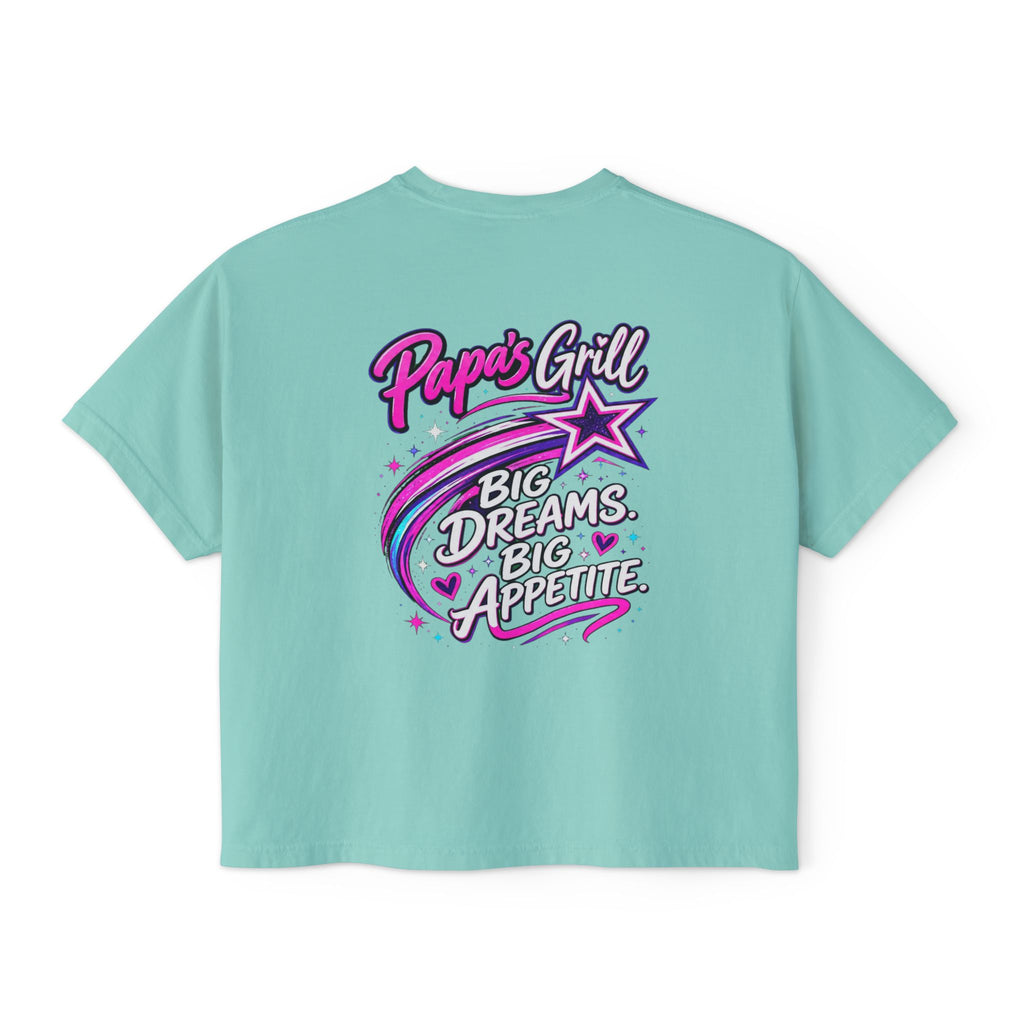 Papa's Grill — Pink Script Boxy Tee