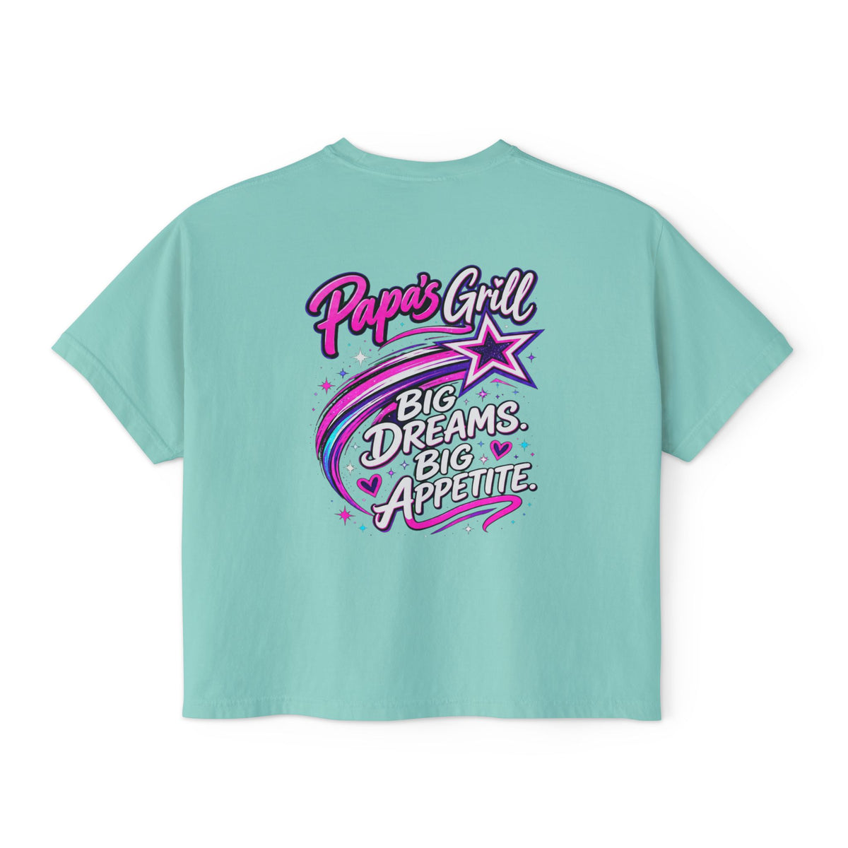 Papa's Grill — Pink Script Boxy Tee