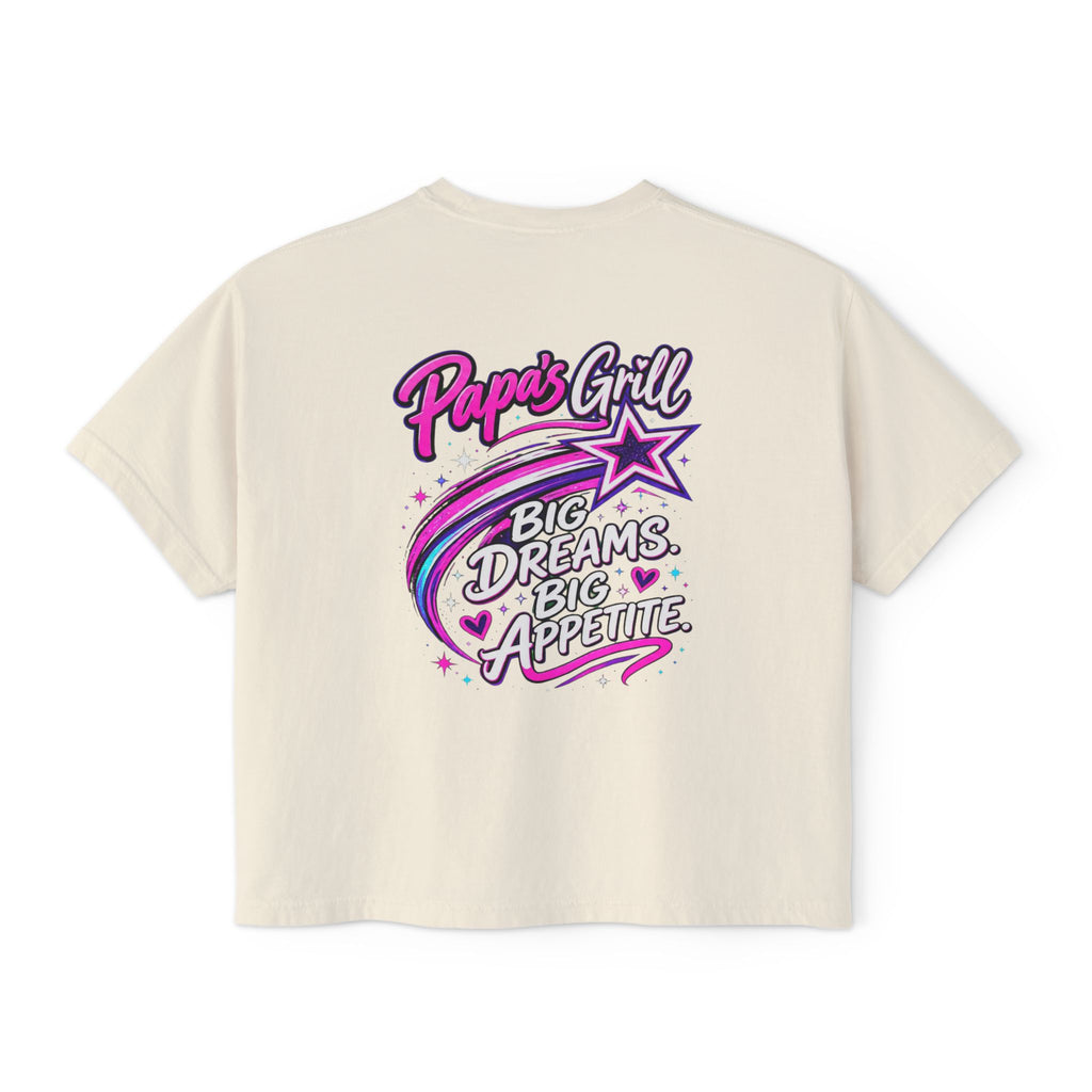 Papa's Grill — Pink Script Boxy Tee