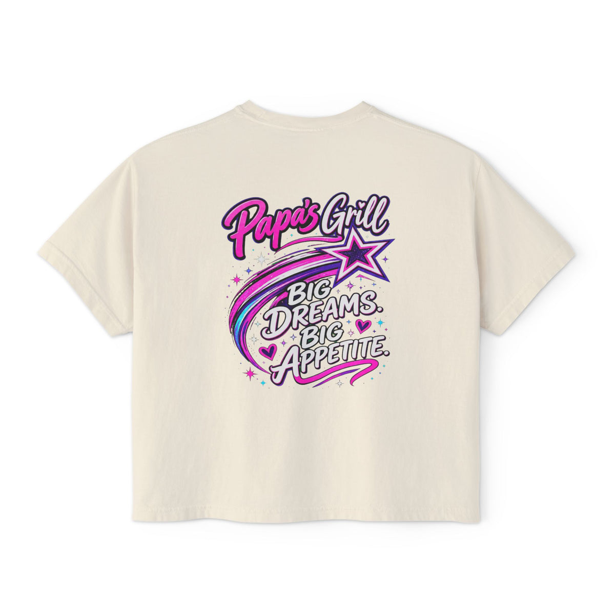 Papa's Grill — Pink Script Boxy Tee