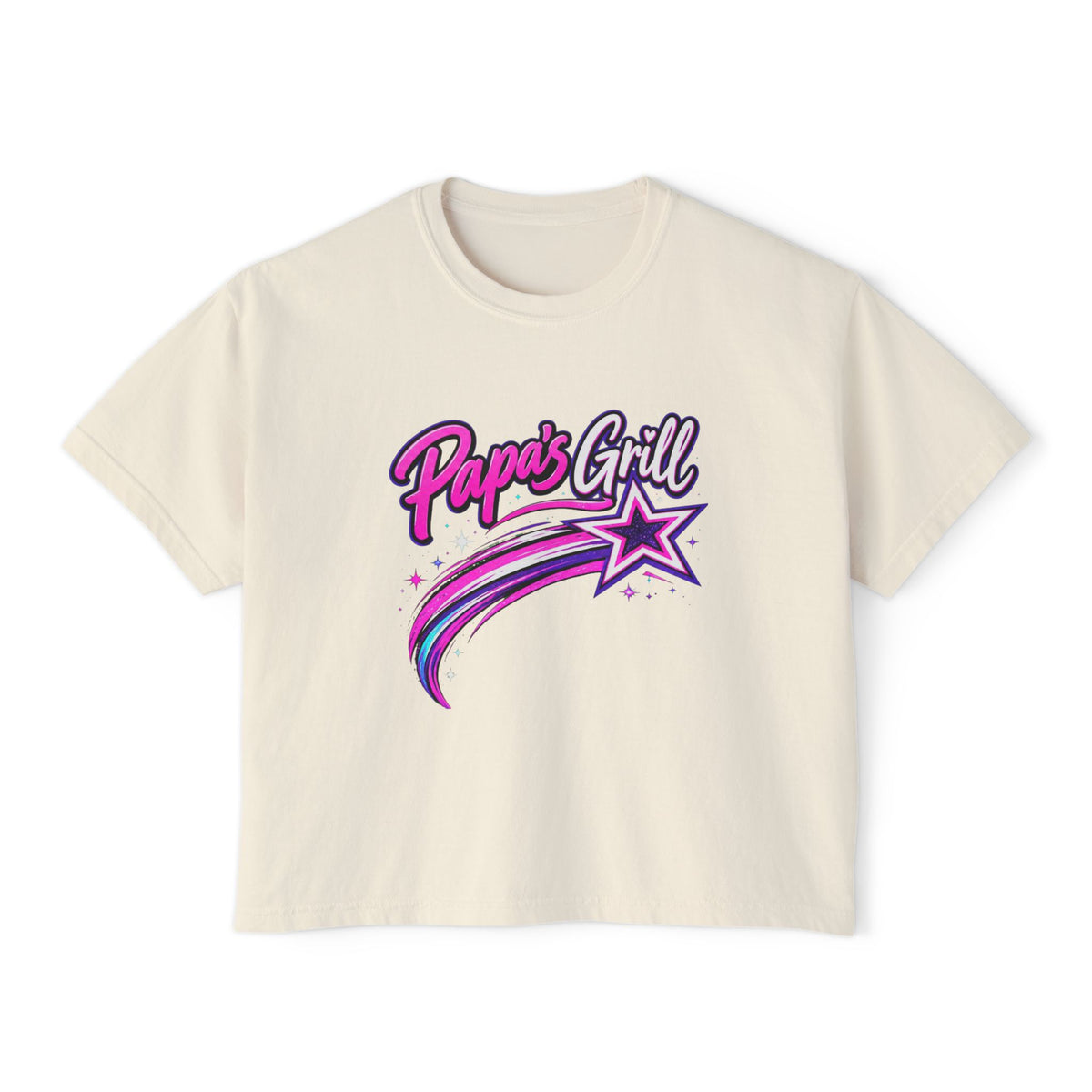 Papa's Grill — Pink Script Boxy Tee