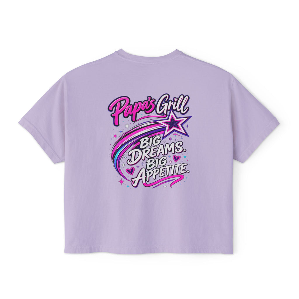 Papa's Grill — Pink Script Boxy Tee