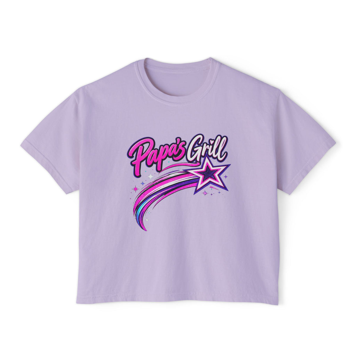 Papa's Grill — Pink Script Boxy Tee