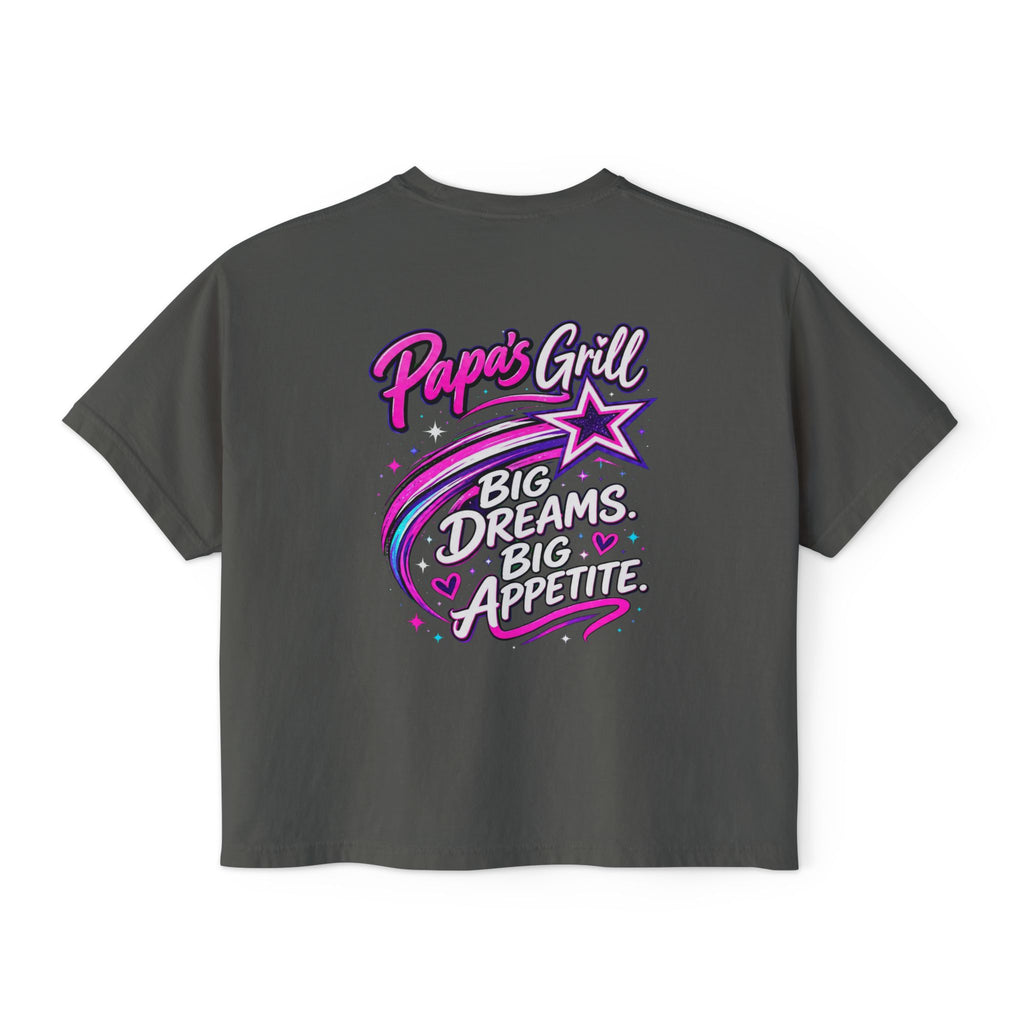 Papa's Grill — Pink Script Boxy Tee