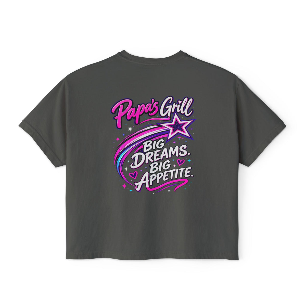 Papa's Grill — Pink Script Boxy Tee