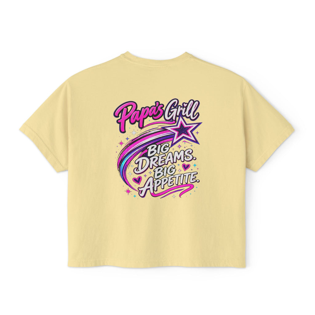 Papa's Grill — Pink Script Boxy Tee