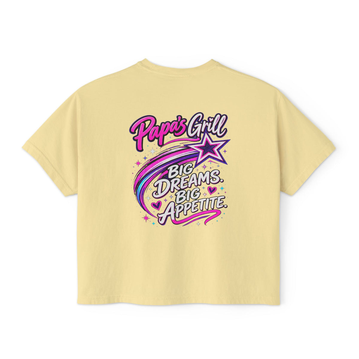 Papa's Grill — Pink Script Boxy Tee