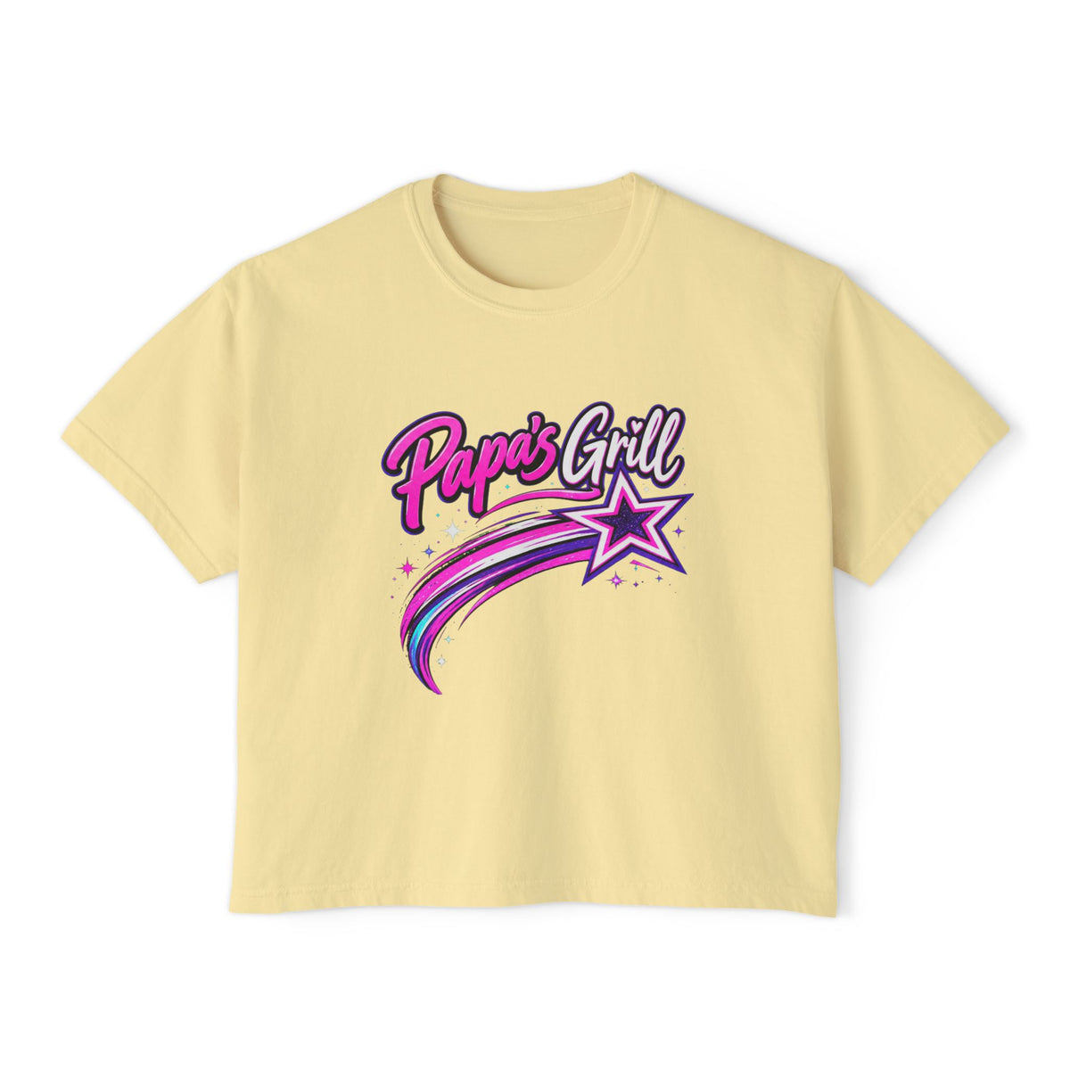 Papa's Grill — Pink Script Boxy Tee