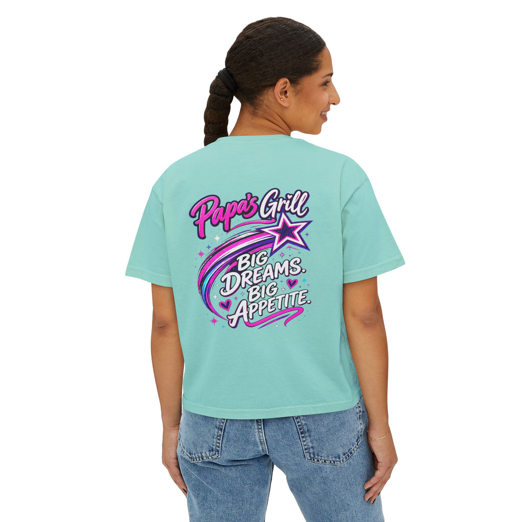 Papa's Grill — Pink Script Boxy Tee